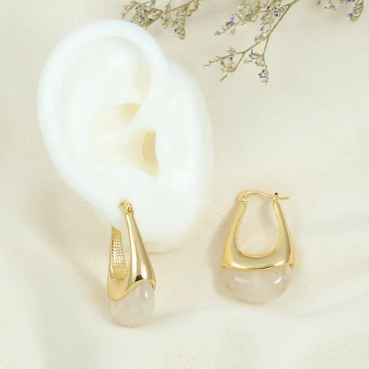 Aretes Gota Perla en Baño de Oro