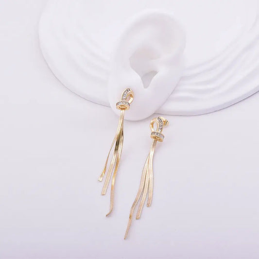 Aretes Largos con Lazo y Piedras