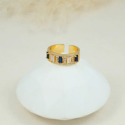 Anillo piedras azules y blancas