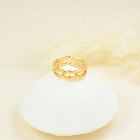 Anillo dorado eslabón bold